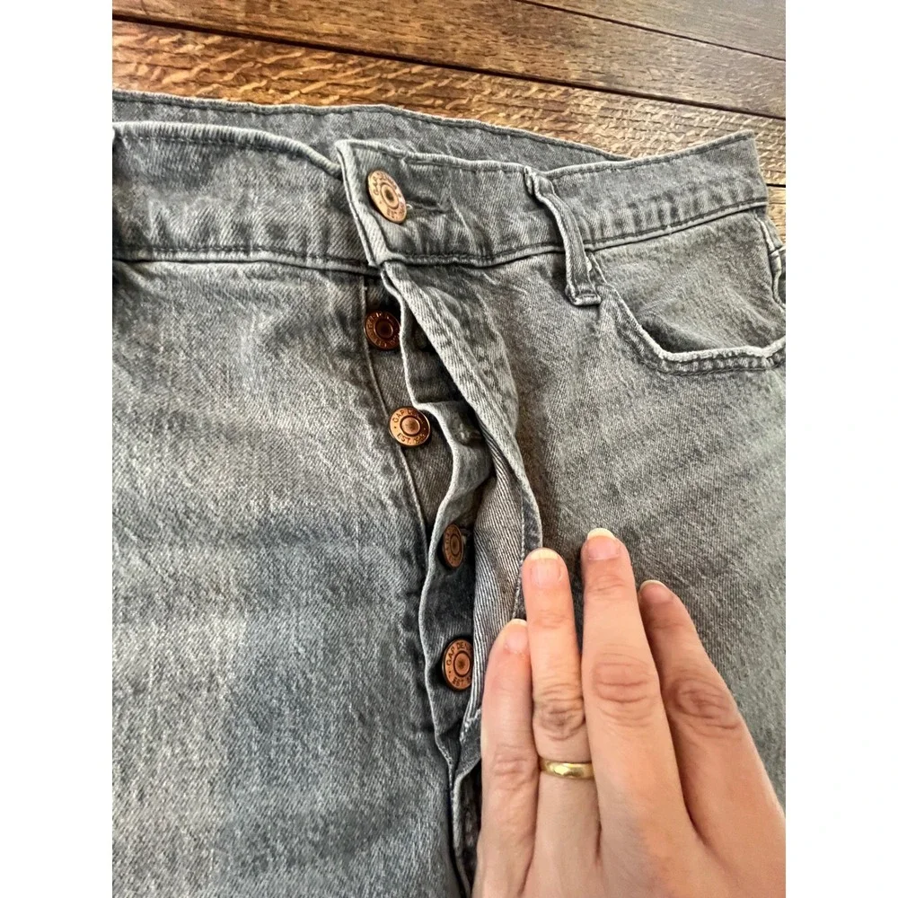 GAP Cheeky Straight High Rise 32 14T frayed hem grey denim jeans Tall XL